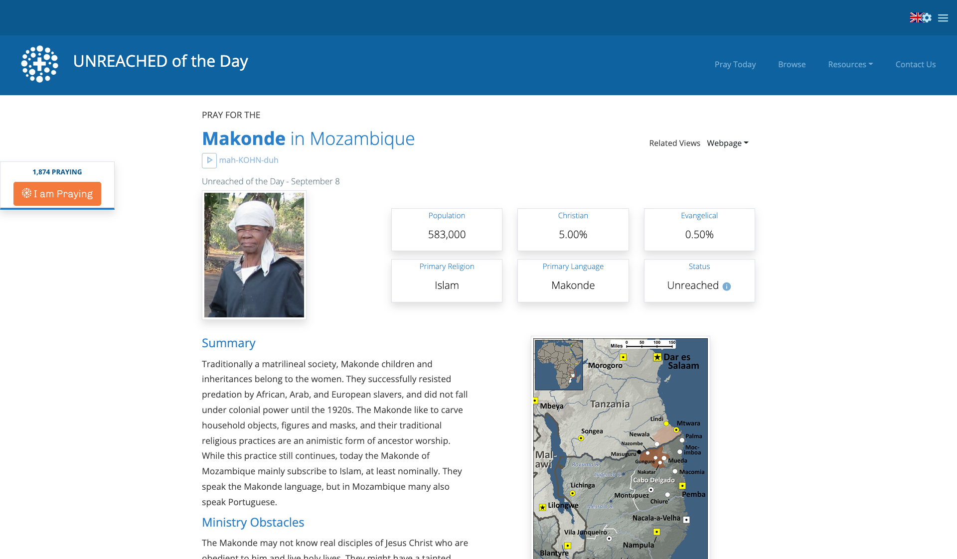 Image from the Project: Unreached of the Day Website